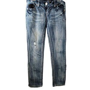 Rue 21 Premiere Fleur De LIs Back Pockets Distressed Size 7/8 Skinny
